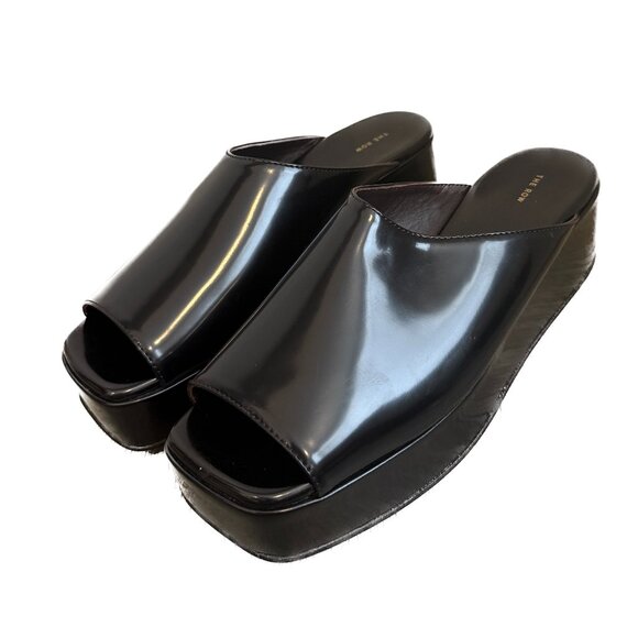 The Row Emi Flatform Slides Sleek Glossy Leather Beauty (Sz 6 / EU 36.5) - Picture 1 of 8